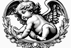 one putti with wings smiling tattoo idea