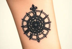 vintage roman numerals within ornate clockwork mechanism tattoo idea