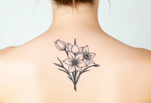 tulips, lily and daffodil clustered together tattoo idea