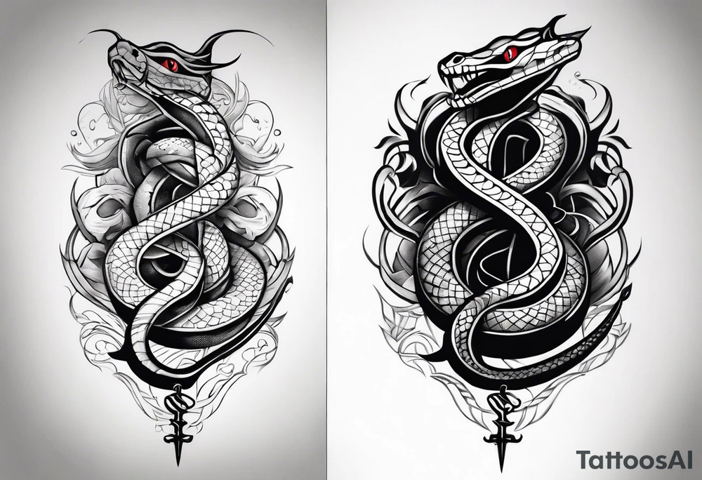 back tattoo, snake, sword, skinny, spine tattoo tattoo idea