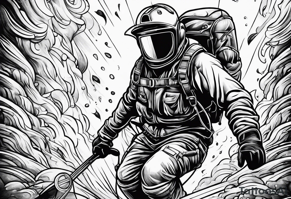 Abseiler sand blasting tattoo idea