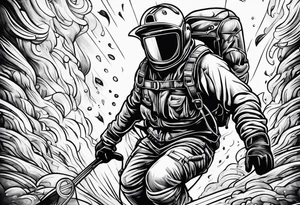 Abseiler sand blasting tattoo idea