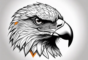 powerful eagle head with orange tone sleeve tattoo idea