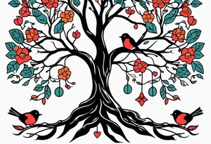 tree with roots and birds


old school vintage simple traditional design with vintage flowers surrounding
bold color simple tattoo idea