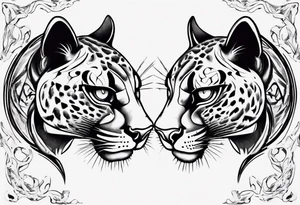Two black pumas circling around each other tattoo idea