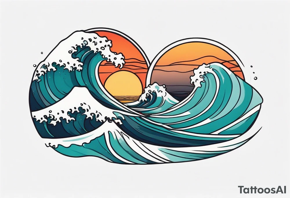ocean waves tattoo vintage traditional simple and bold colors
within borders tattoo idea