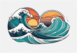 ocean waves tattoo vintage traditional simple and bold colors
within borders tattoo idea