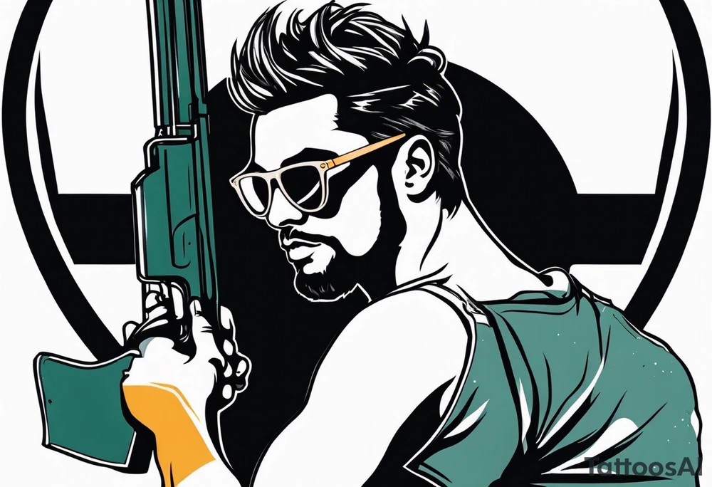 capricorn with sunglasses holding a shotgun tattoo idea