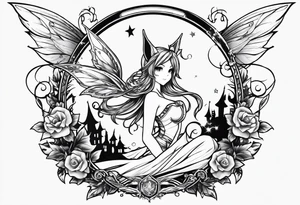 A fairy with a tail that is the fairy in the Fairy Tail anime guild logo tattoo idea