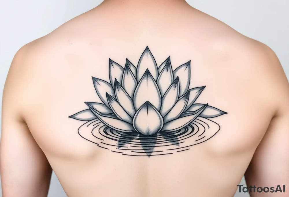 serene lotus flower emerging from sacred waters with ripples tattoo idea
