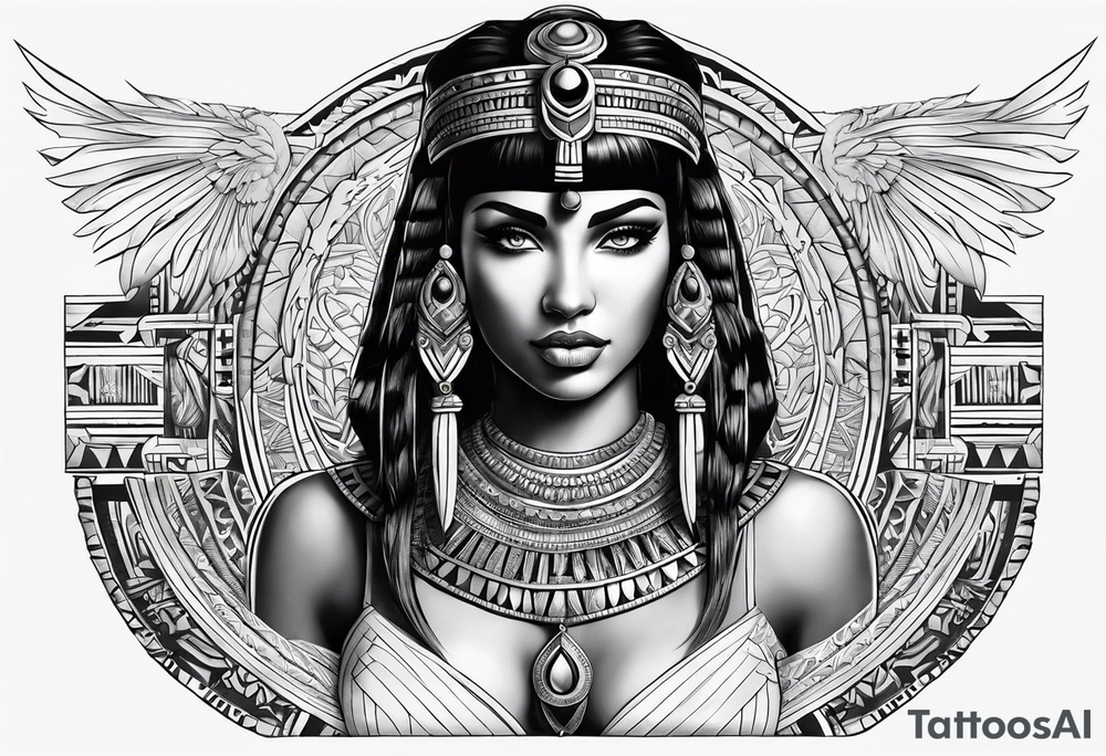 Cleopatra chest tattoo tribal tattoo idea