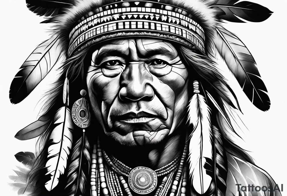 Native american medicine man in bear skin tattoo idea