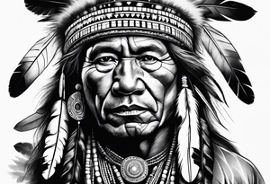 Native american medicine man in bear skin tattoo idea