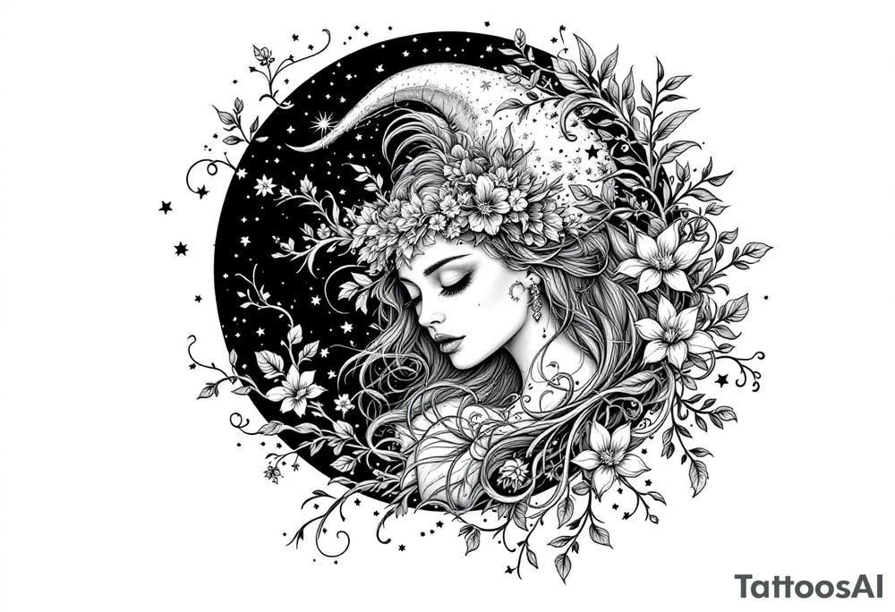 Witch moon tattoo idea