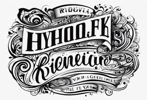 Text design revolving around the text გაომარჯოს tattoo idea