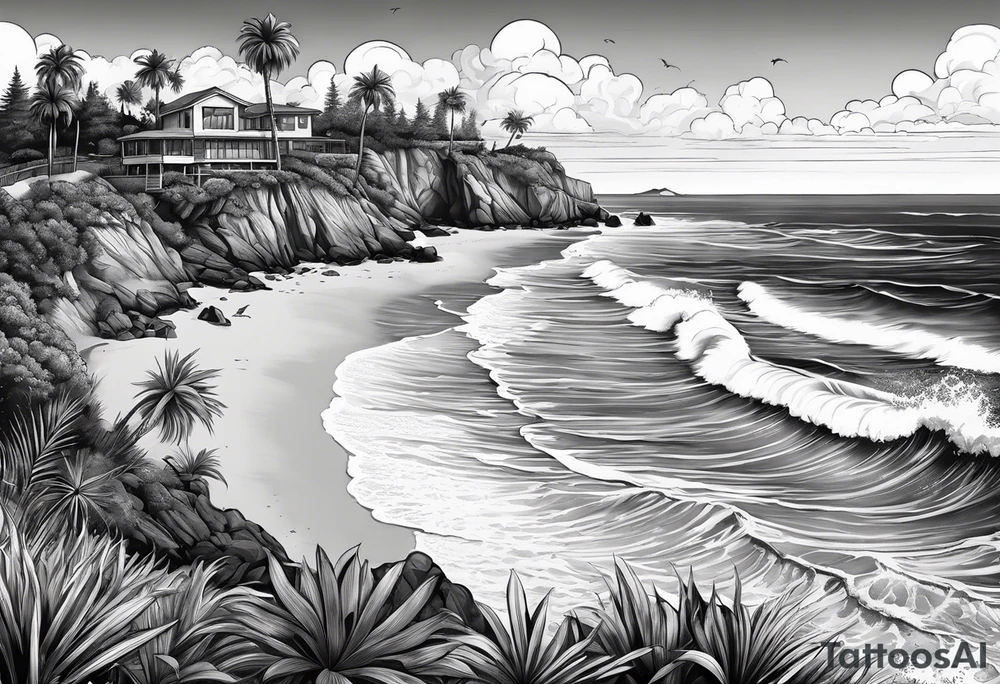 California Beach Mural tattoo idea