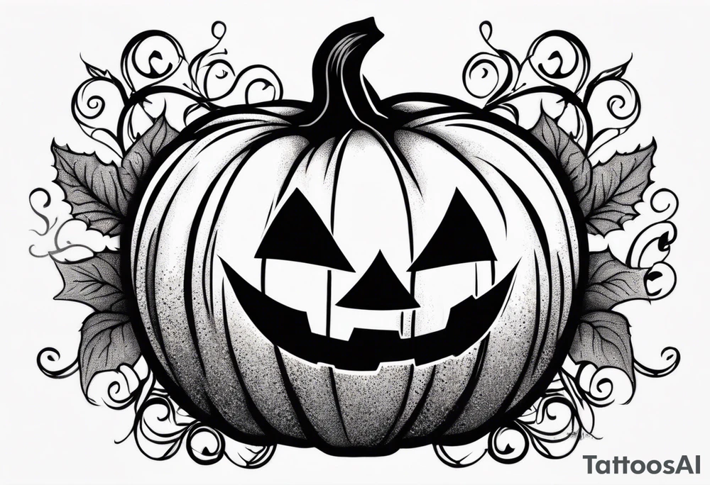 Scary Halloween pumpkin with vines tattoo idea