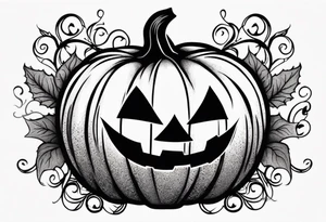 Scary Halloween pumpkin with vines tattoo idea
