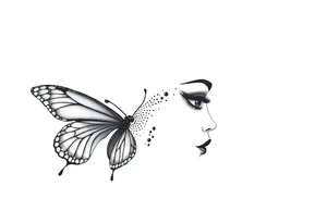 a butterfly half side with womans face tattoo idea