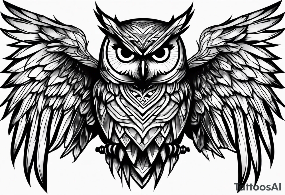 MUSCULAR MEAN OWL SUPERHERO STYLE tattoo idea