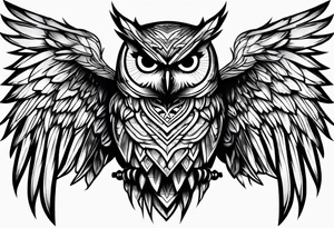 MUSCULAR MEAN OWL SUPERHERO STYLE tattoo idea