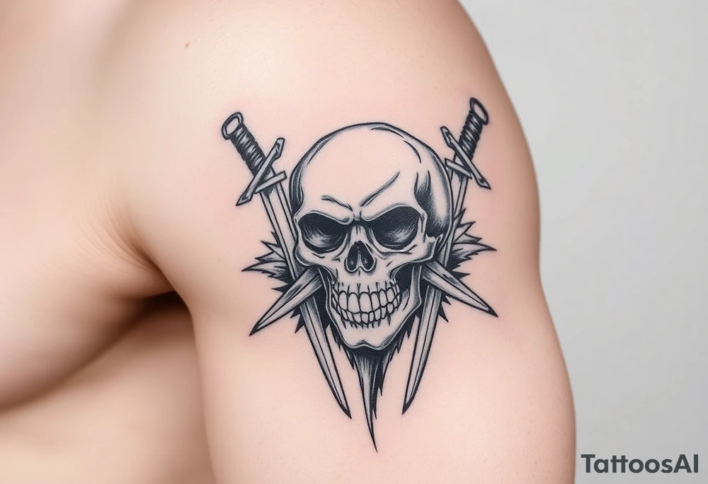 To Swords and a skull tattoo idea