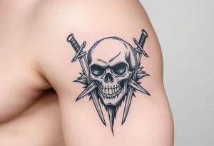 To Swords and a skull tattoo idea
