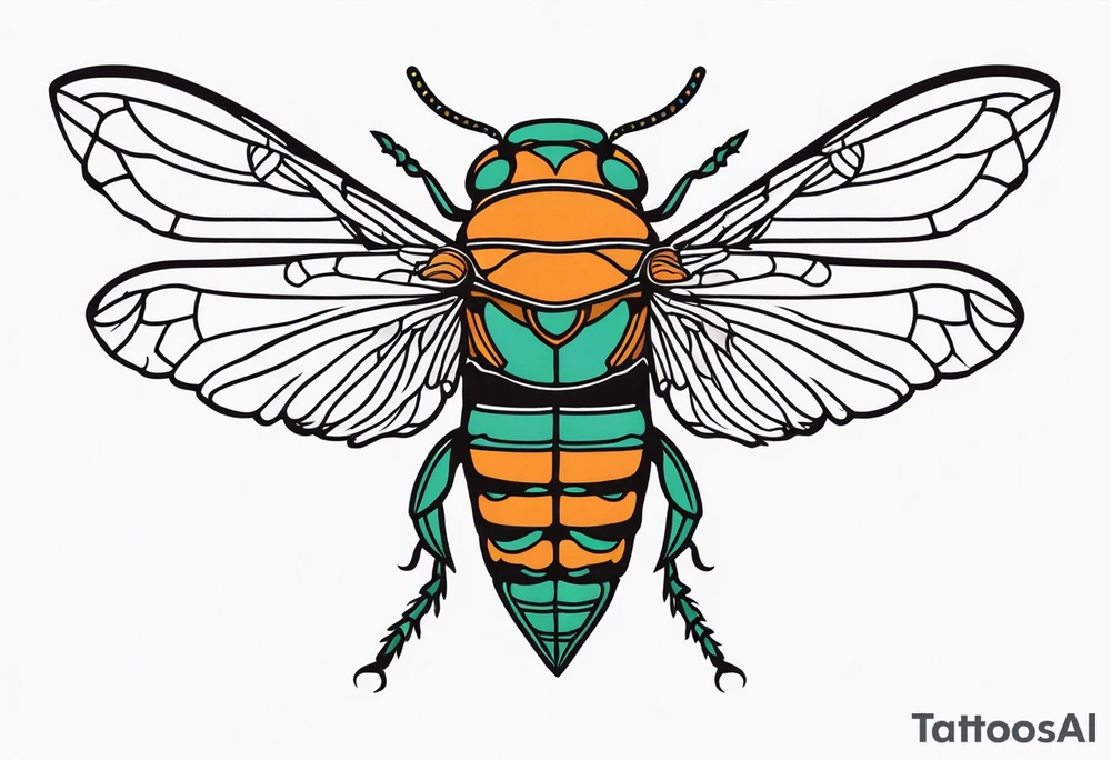 Neo traditional Cicada tattoo idea