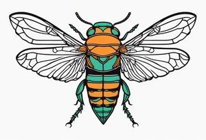 Neo traditional Cicada tattoo idea