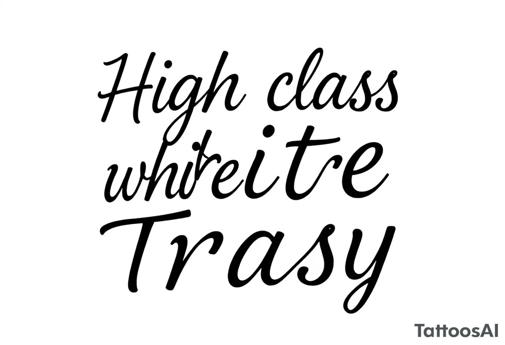 High class white trash fancy cursive tattoo idea