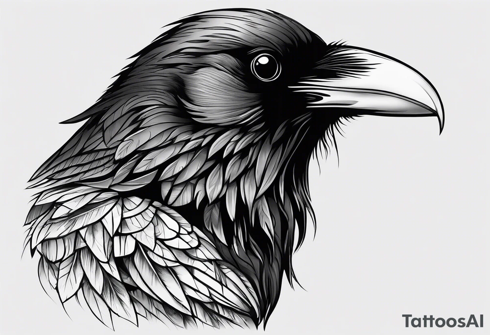 raven head tattoo idea