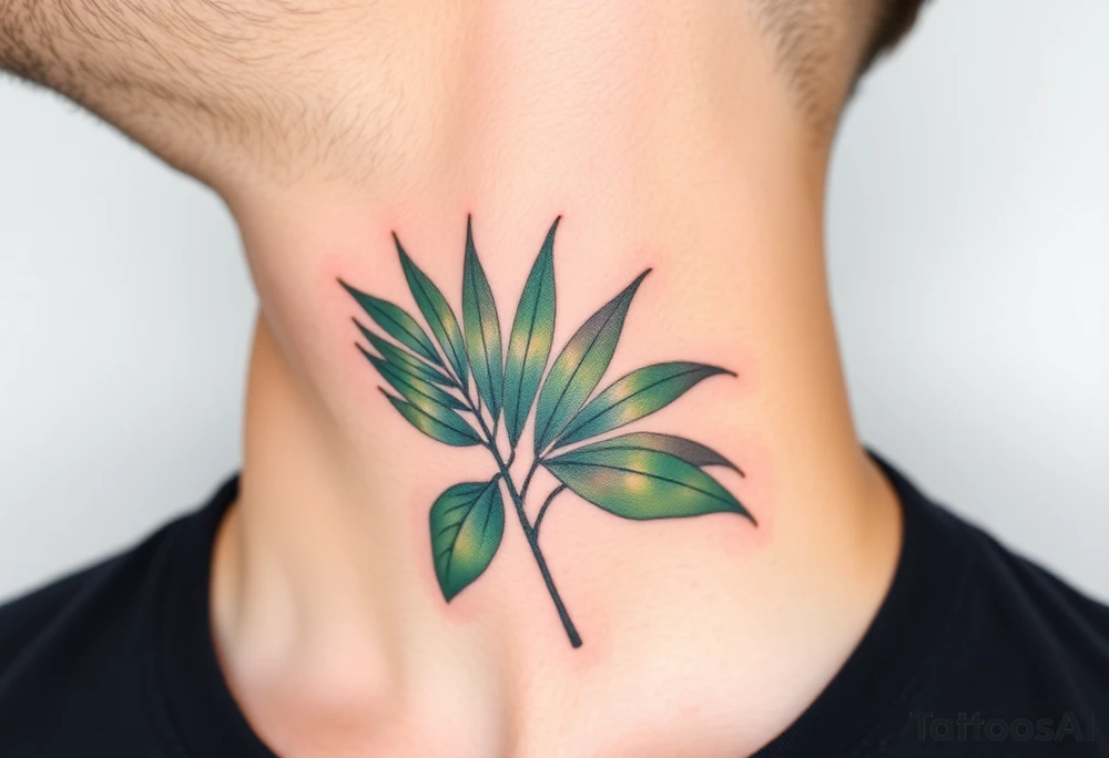 realistic large woven palm leaves tattoo idea