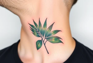 realistic large woven palm leaves tattoo idea