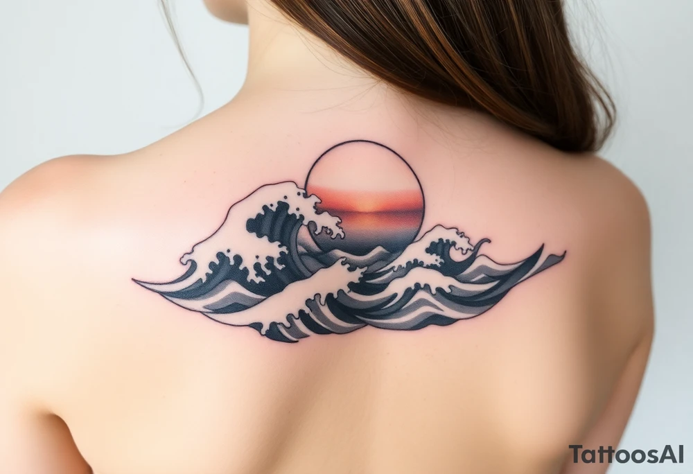 Ocean waves and a sunrise tattoo idea