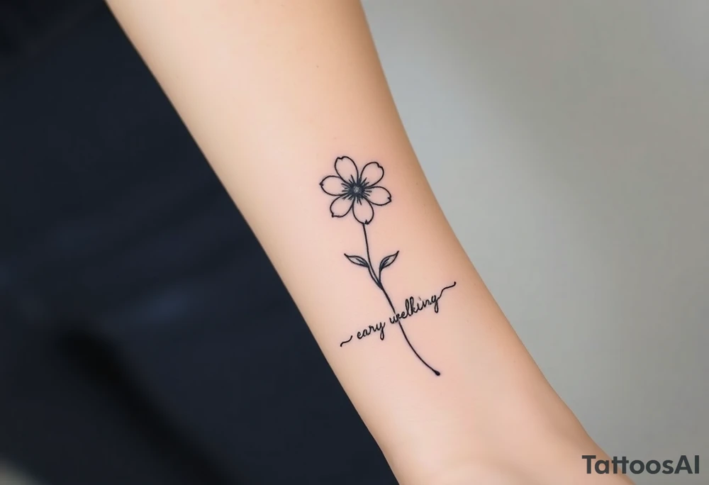 fine-line flower on my inner wrist, with the stem flowing down into a bible verse tattoo idea