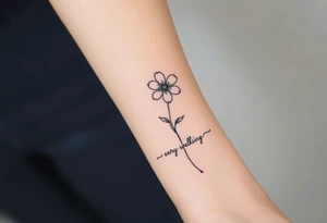 fine-line flower on my inner wrist, with the stem flowing down into a bible verse tattoo idea