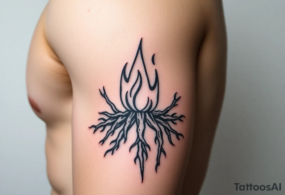 fire in a prison of roots tattoo idea