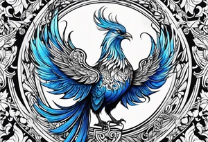 croquis d'un phoenix, lune bleu tattoo idea