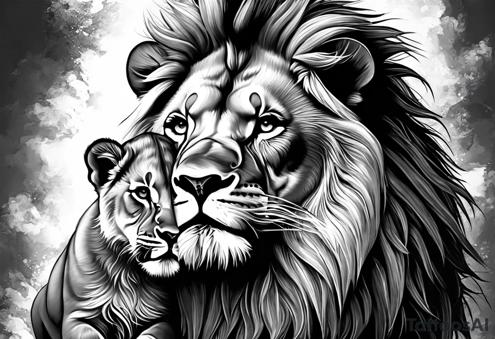 lion and cub tattoo idea