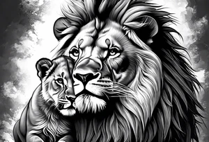 lion and cub tattoo idea