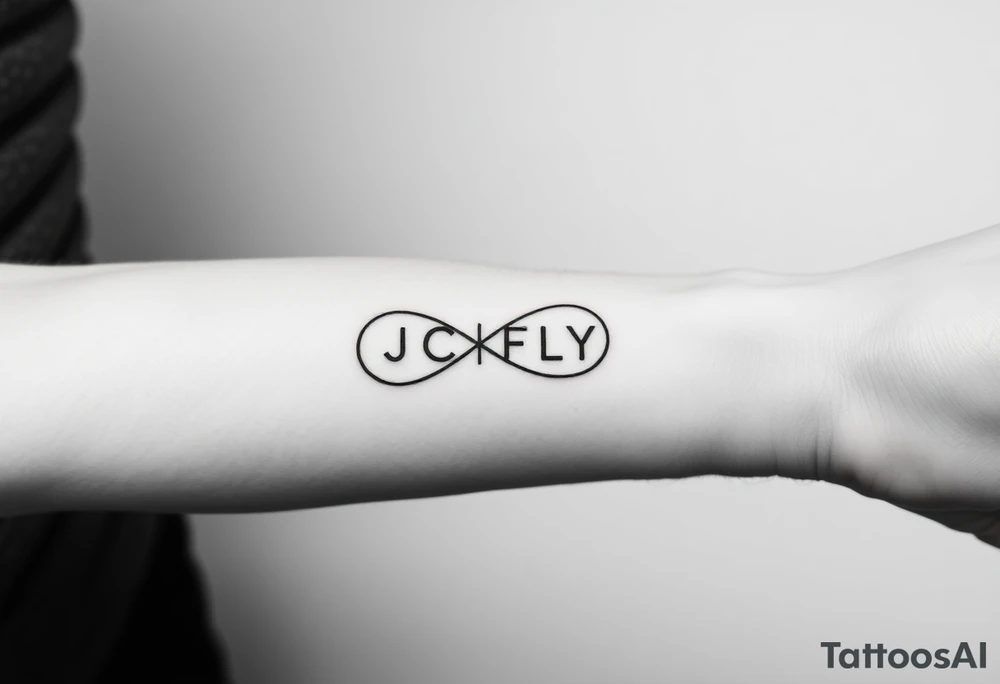 A small tattoo to go on my inner forearm with the letters JCIFLY in an infinity symbol shape more enclosed and smaller tattoo idea