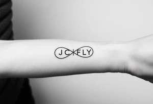A small tattoo to go on my inner forearm with the letters JCIFLY in an infinity symbol shape more enclosed and smaller tattoo idea