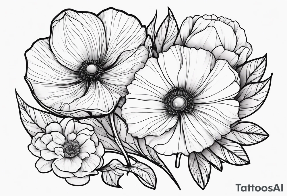 Cosmo and poppy flower tattoo idea