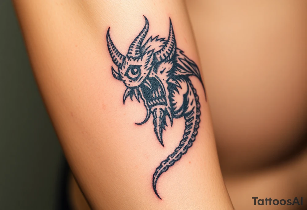 medieval woodcut monsters tattoo idea