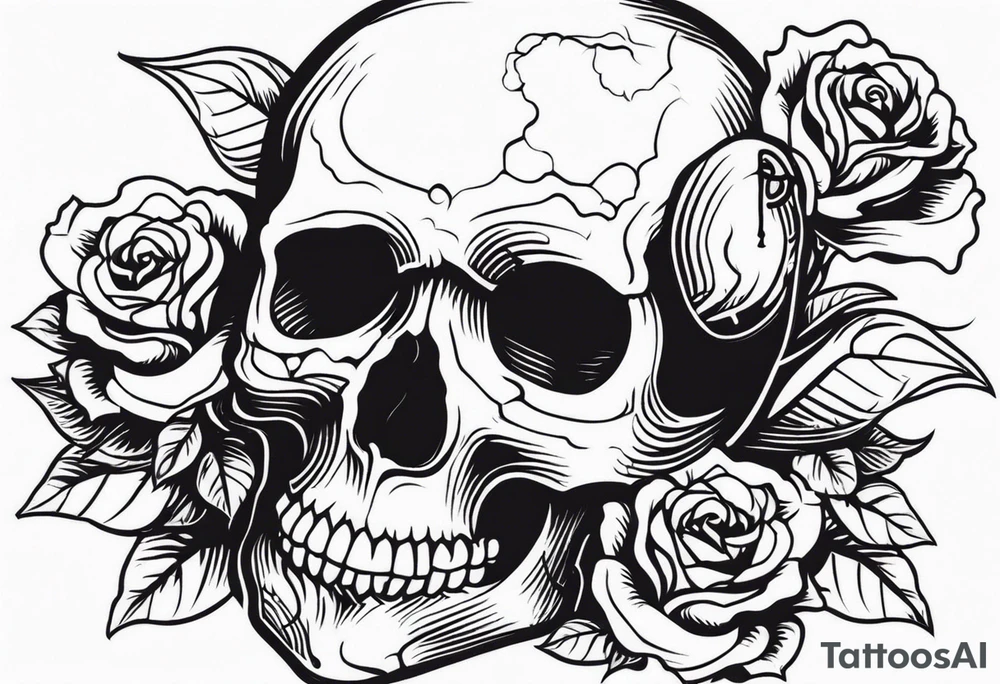 Skull with rose tattoo idea