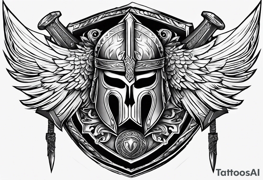 Valhalla sword shield axe armour tattoo idea