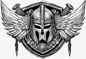 Valhalla sword shield axe armour tattoo idea