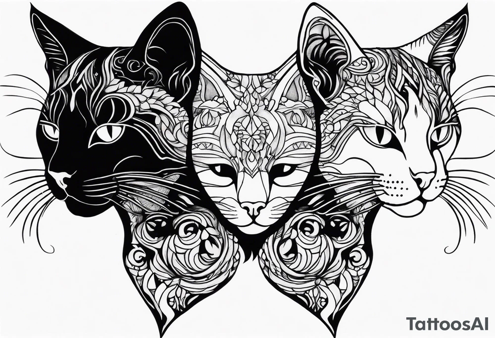 Cat with three heads tattoo idea
