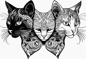 Cat with three heads tattoo idea