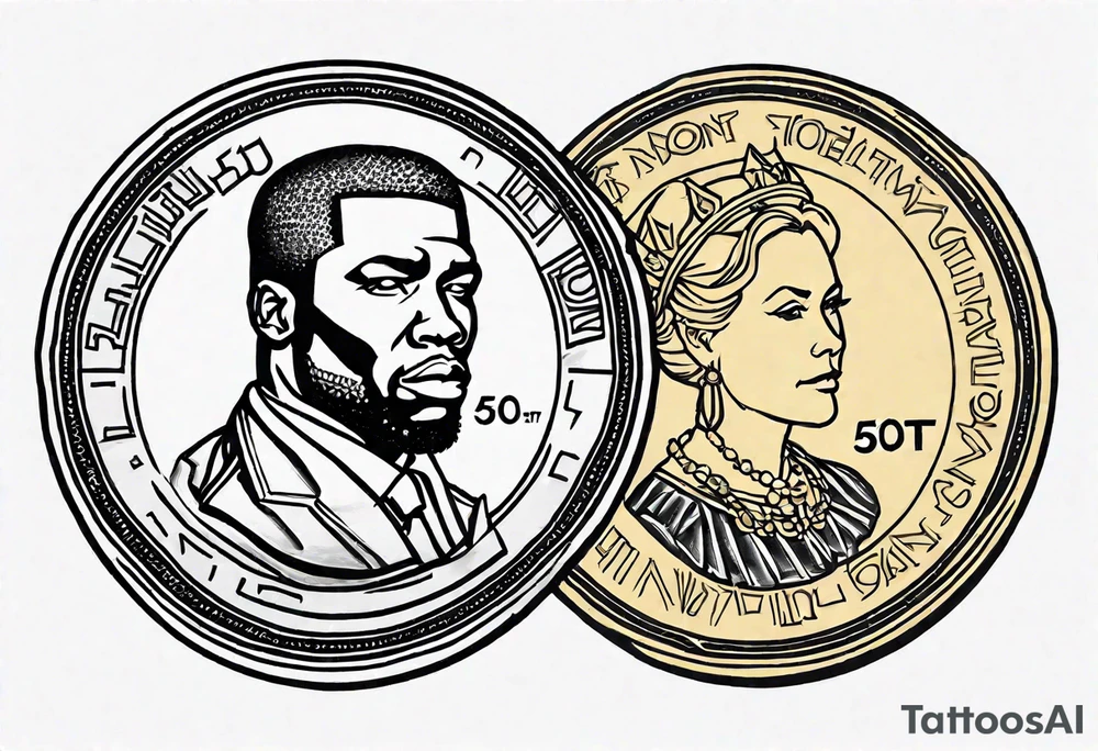 50 cent currency coin tattoo idea